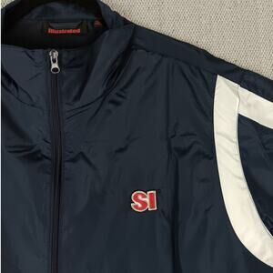 Sports Illustrated Vintage Windbreaker Mens XL Navy Blue Lightweight Logo Casual